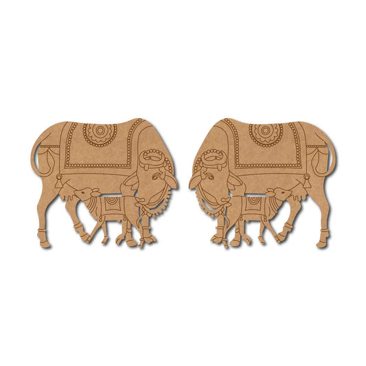 Pichwai Cow With Calf Set Pre Marked MDF Design 1