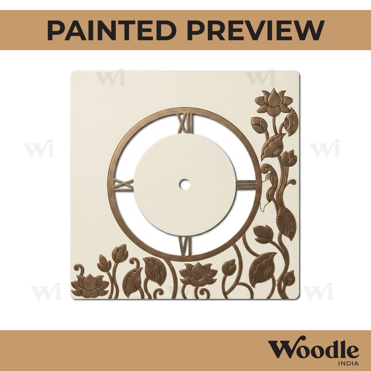 Pichwai Lotus Clock Pre Marked MDF Design 1