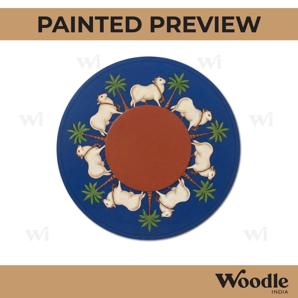 Pichwai Cow Mirror Pre Marked Base MDF Design 1