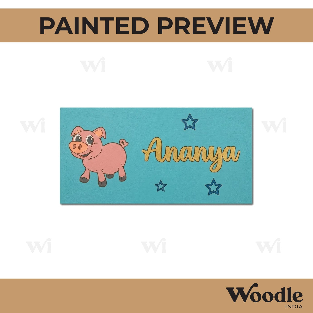Pig Kids Nameplate MDF Design 1