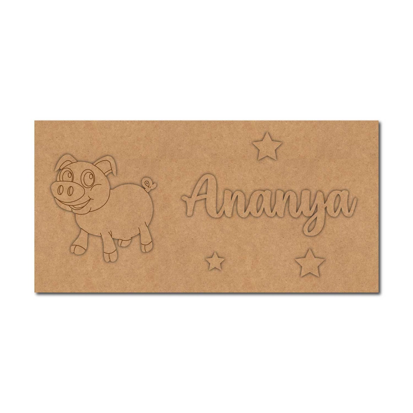 Pig Kids Nameplate MDF Design 1
