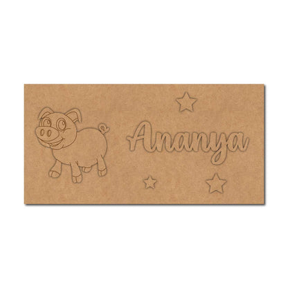 Pig Kids Nameplate MDF Design 1