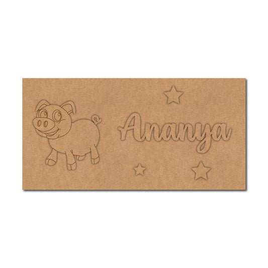 Pig Kids Nameplate MDF Design 1