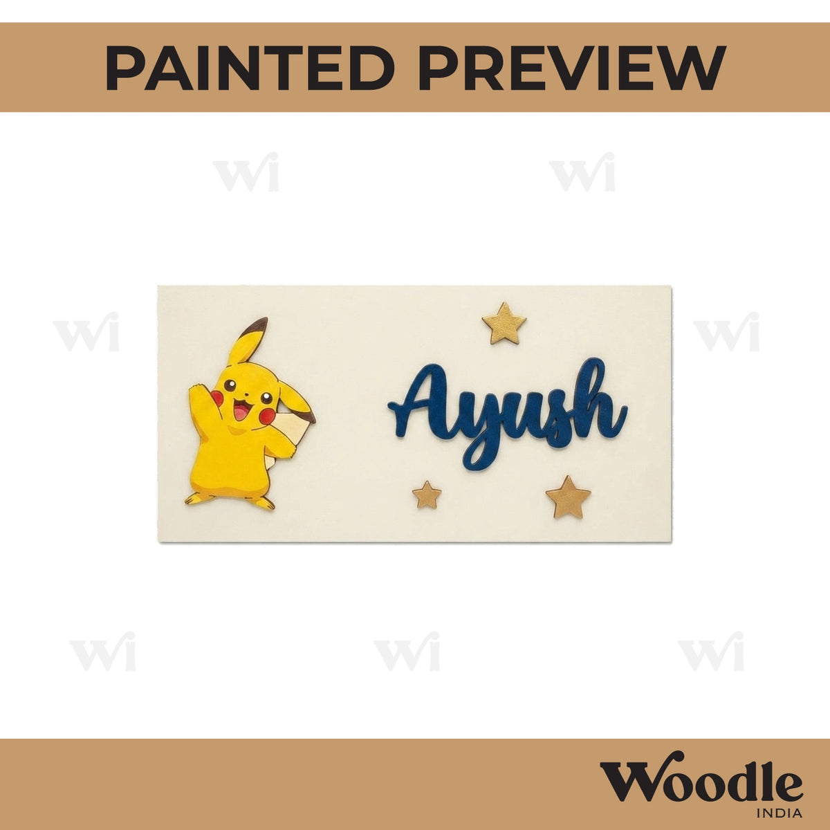 Pikachu Pokemon Kids Nameplate MDF Design 1