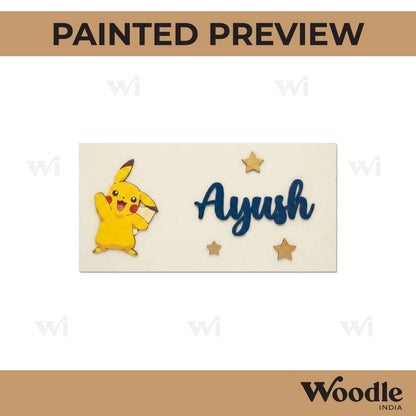Pikachu Pokemon Kids Nameplate MDF Design 1