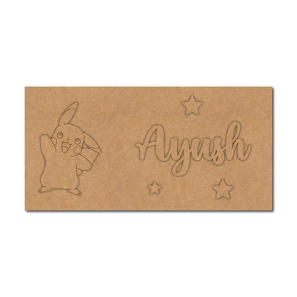 Pikachu Pokemon Kids Nameplate MDF Design 1