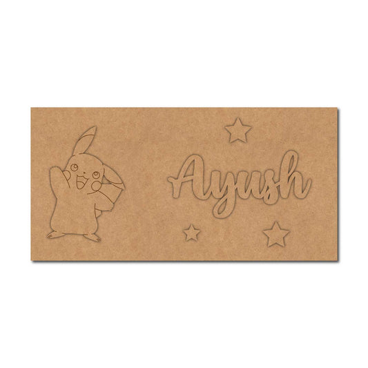 Pikachu Pokemon Kids Nameplate MDF Design 1