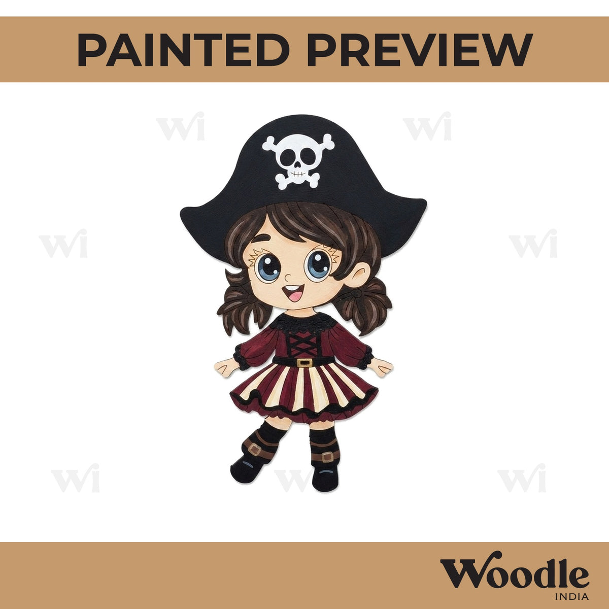 Pirate Girl Halloween Cartoon Pre Marked MDF Design 1