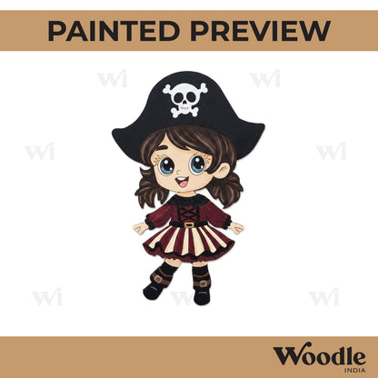 Pirate Girl Halloween Cartoon Pre Marked MDF Design 1