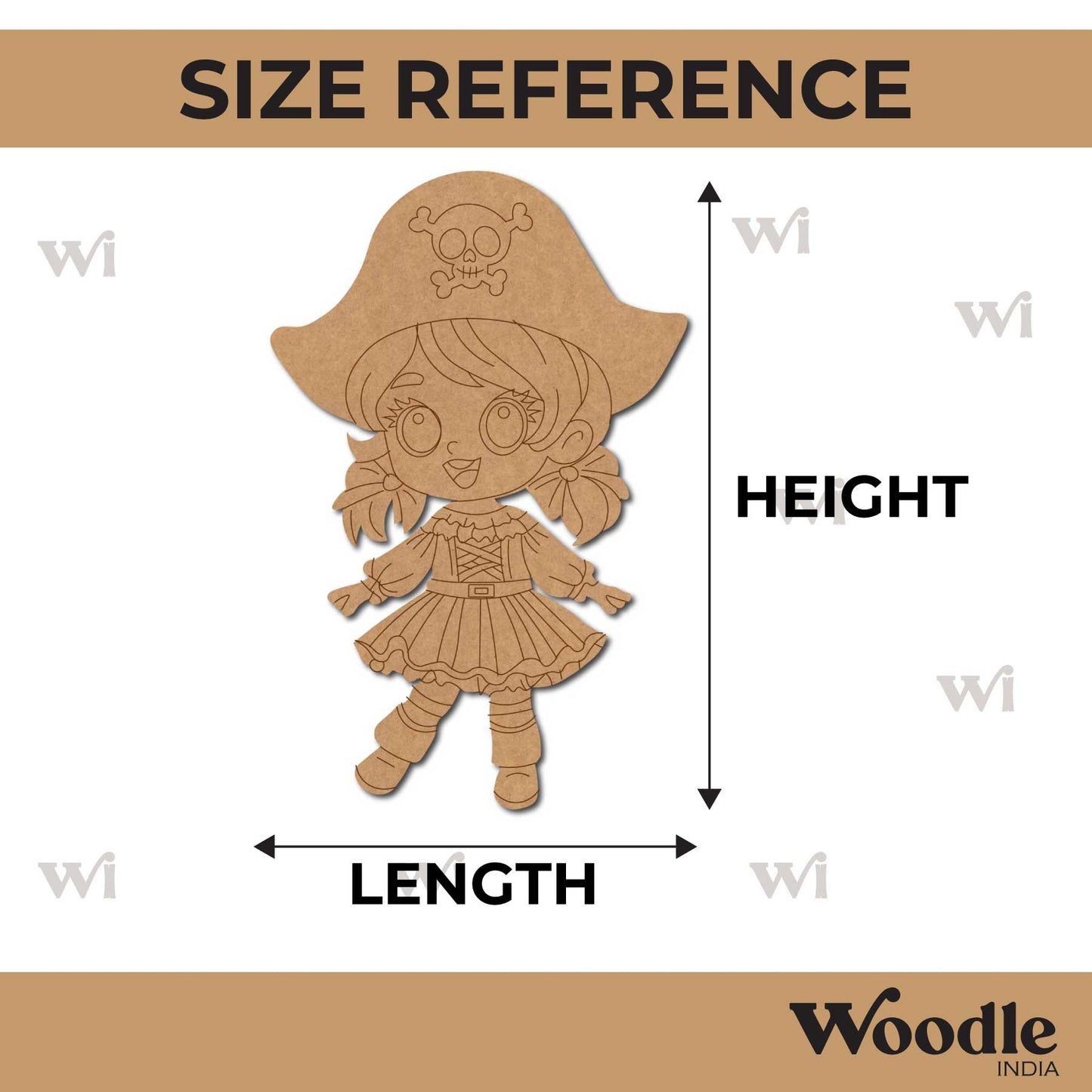 Pirate Girl Halloween Cartoon Pre Marked MDF Design 1