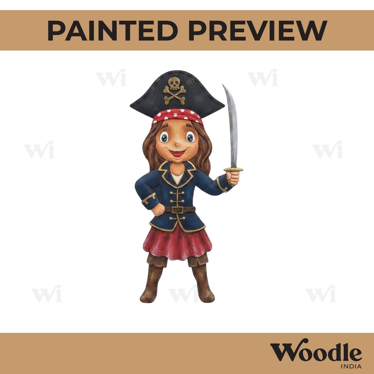 Pirate Girl Pre Marked MDF Design 1