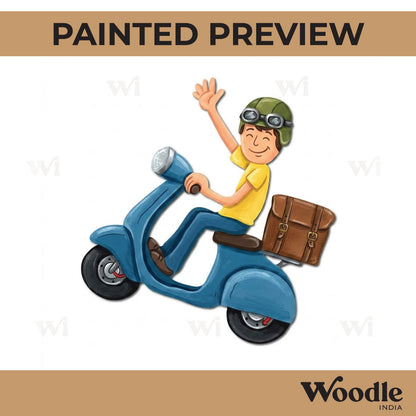 Pizza Man On Scooter Pre Marked MDF Design 1