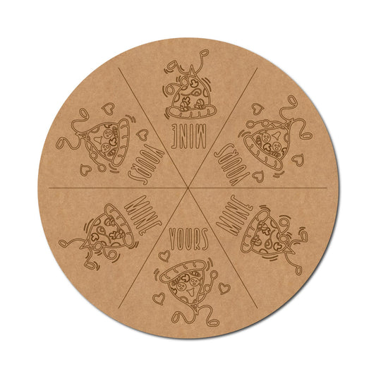 Pizza Text Pre Marked Round Base MDF Design 1