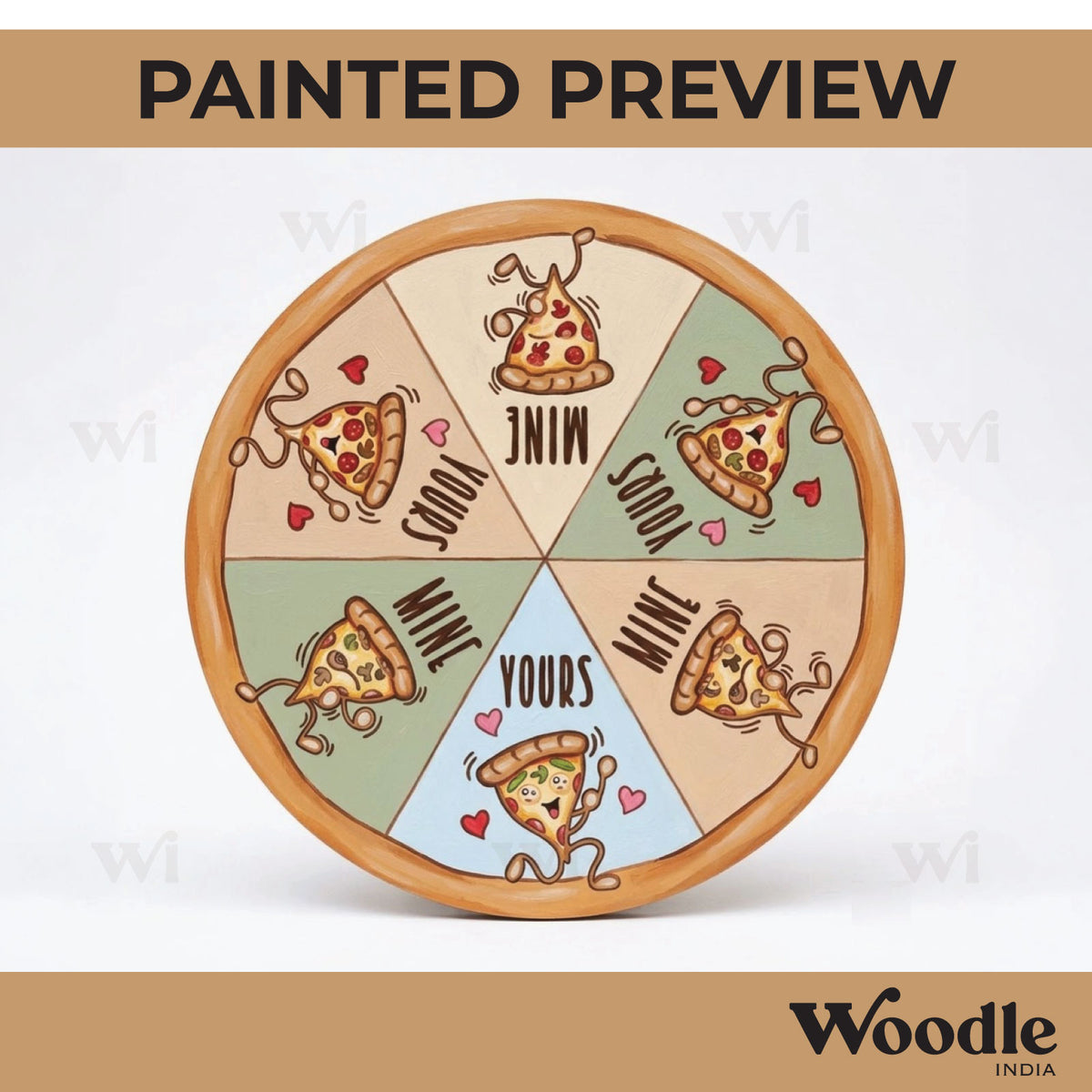 Pizza Text Pre Marked Round Base MDF Design 1