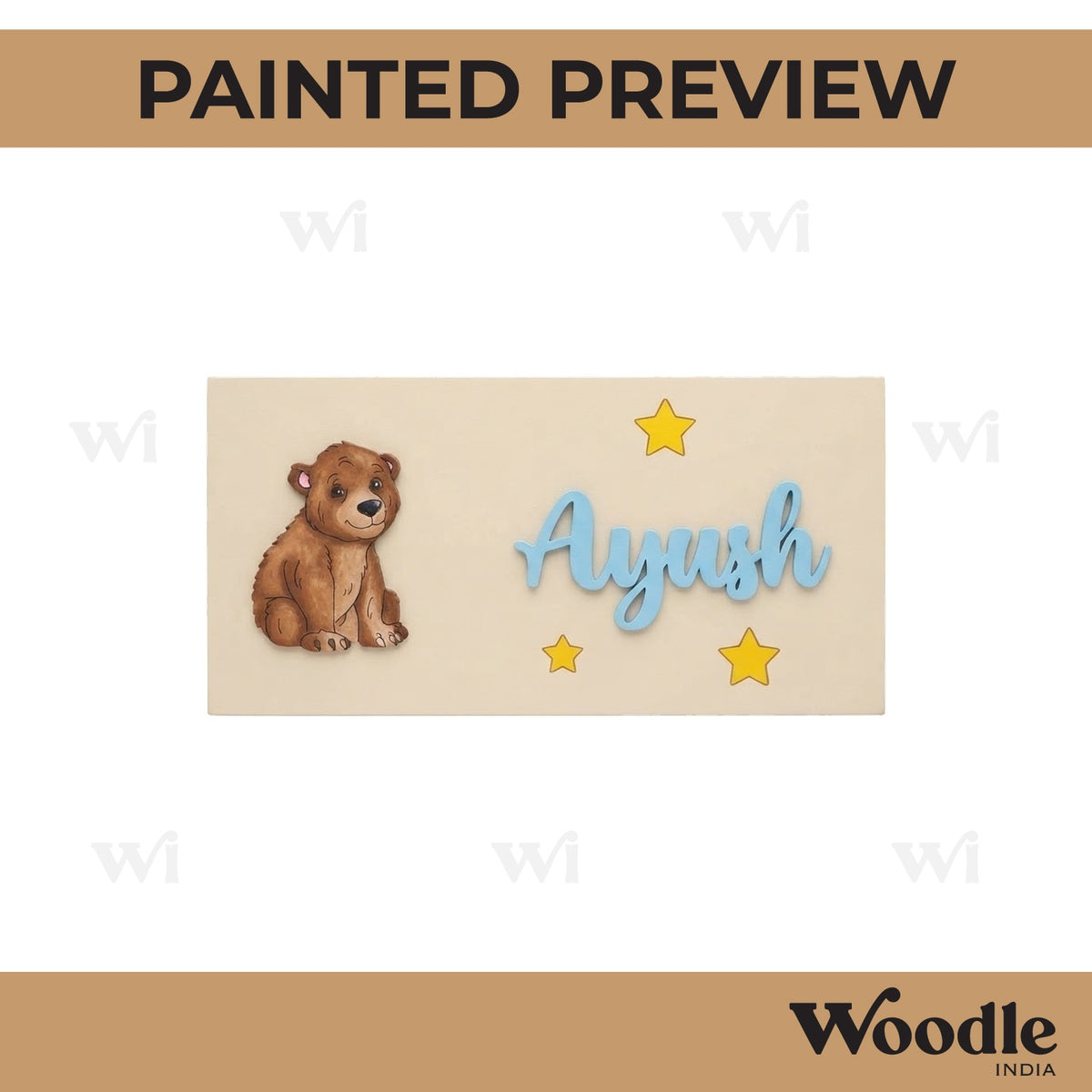 Polar Bear Kids Nameplate MDF Design 1