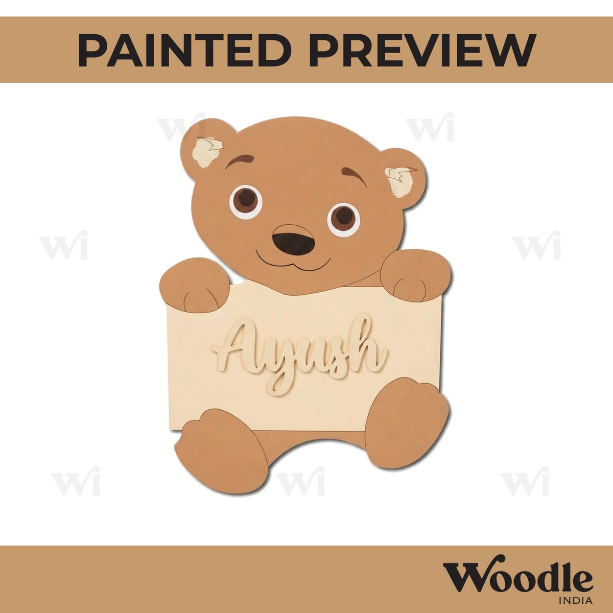 Polar Bear Nameplate Pre Marked MDF Design 1