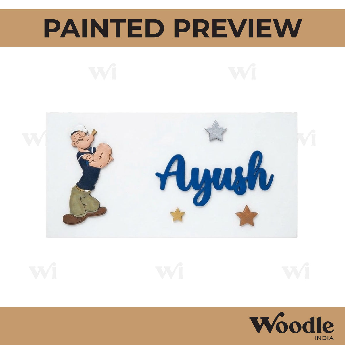 Popoye Kids Nameplate MDF Design 1