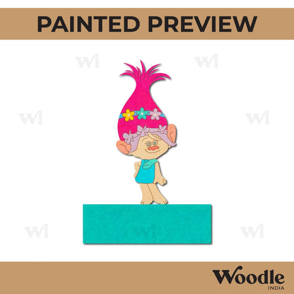 Poppy Trolls Cartoon Nameplate Pre Marked MDF Design 1