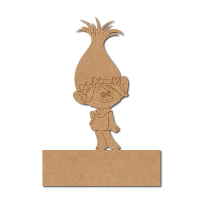 Poppy Trolls Cartoon Nameplate Pre Marked MDF Design 1
