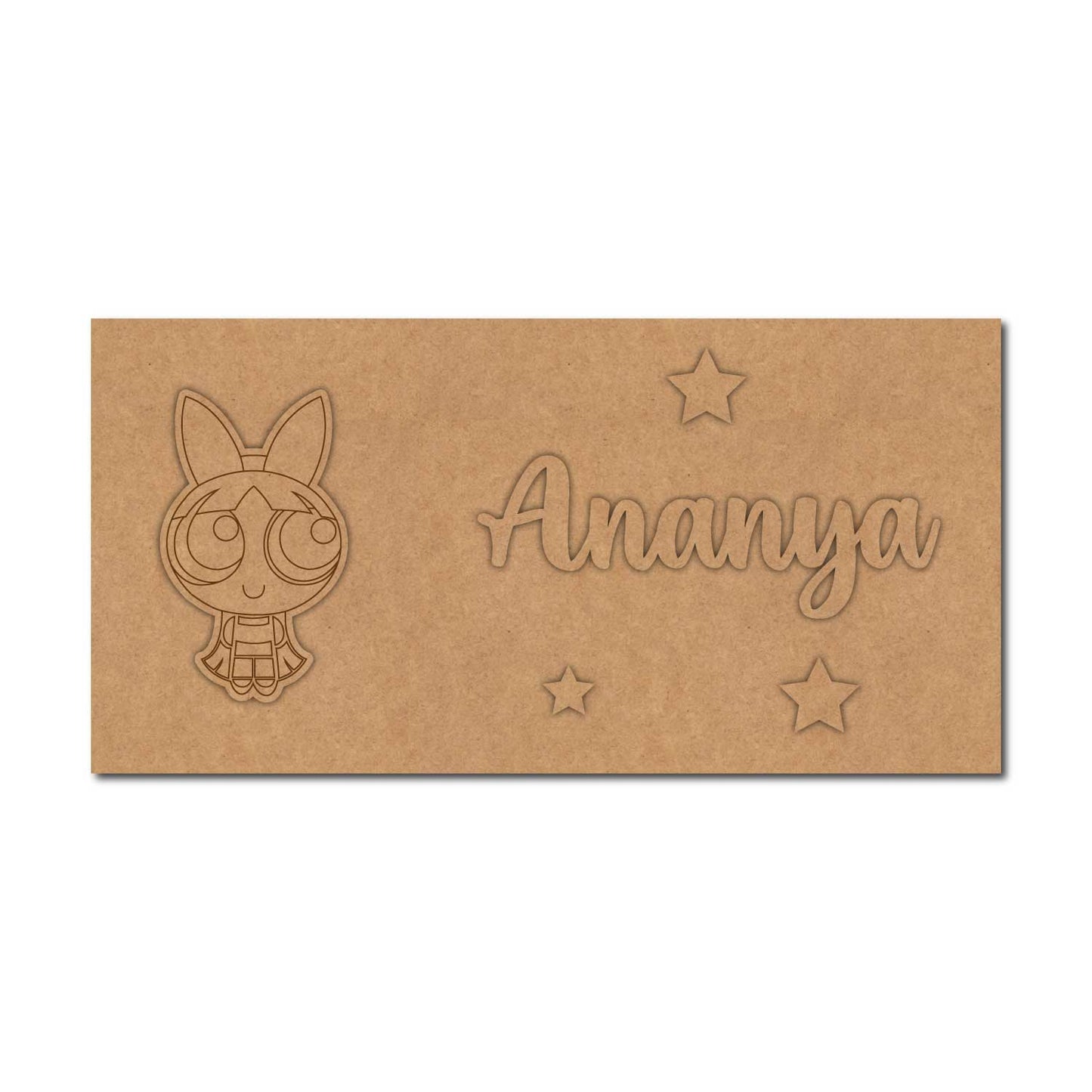 Power Puff Girl Kids Nameplate MDF Design 1