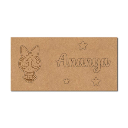 Power Puff Girl Kids Nameplate MDF Design 1