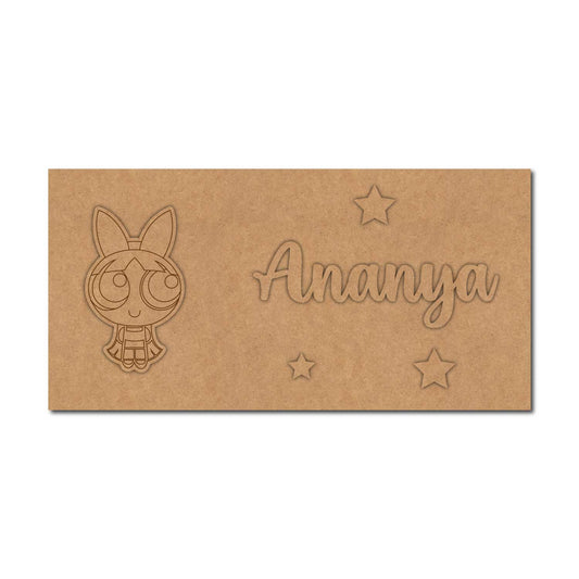 Power Puff Girl Kids Nameplate MDF Design 1