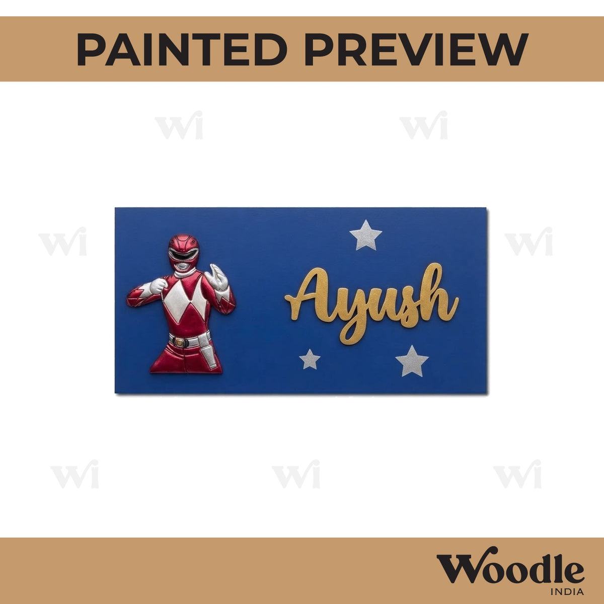 Power Rangers Kids Nameplate MDF Design 1