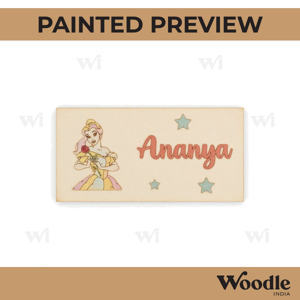 Princess Kids Nameplate MDF Design 1
