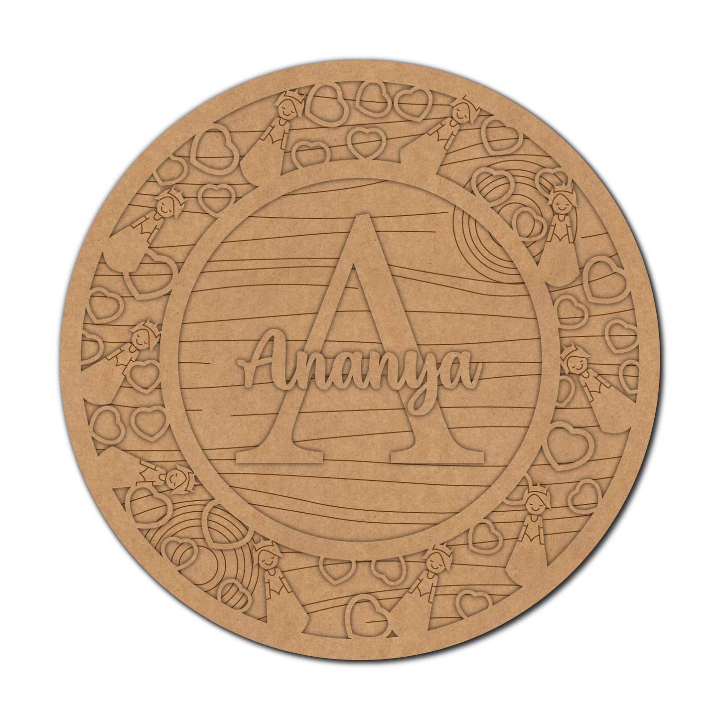 Princess Theme Nameplate MDF Design 1