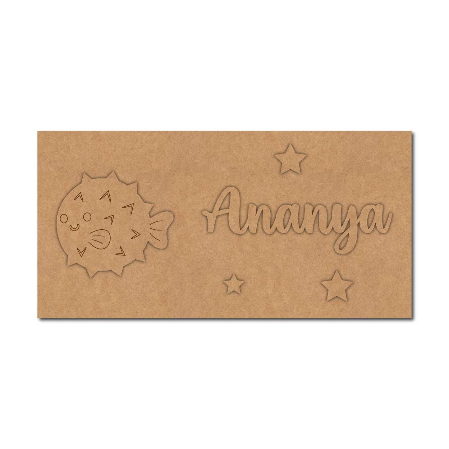 Puffer Fish Kids Nameplate MDF Design 1