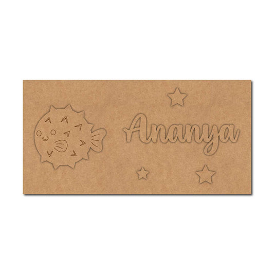Puffer Fish Kids Nameplate MDF Design 1