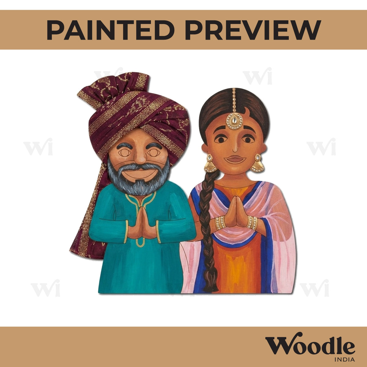 Punjabi Couple Pre Marked MDF Design 1