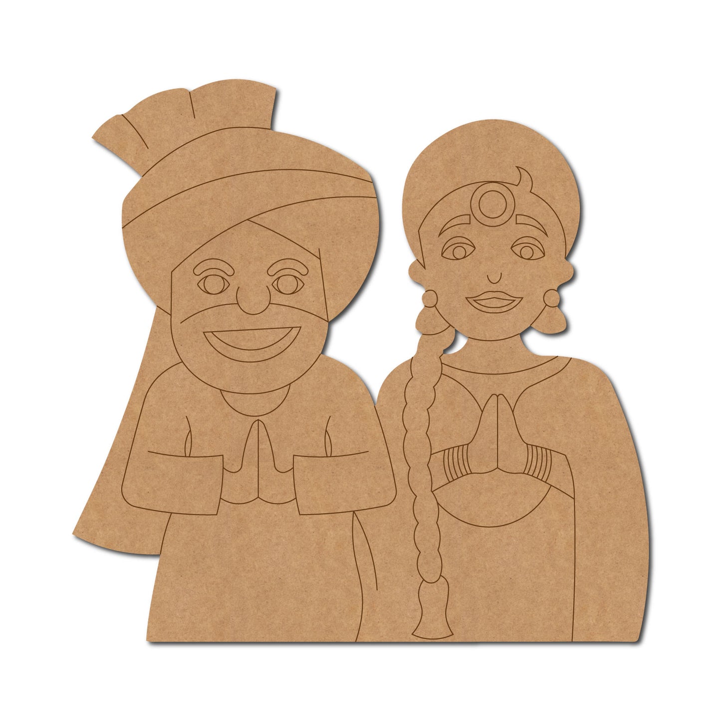 Punjabi Couple Pre Marked MDF Design 1