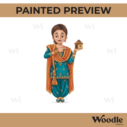 Punjabi Girl Showing Small House Pre Marked MDF Design 1