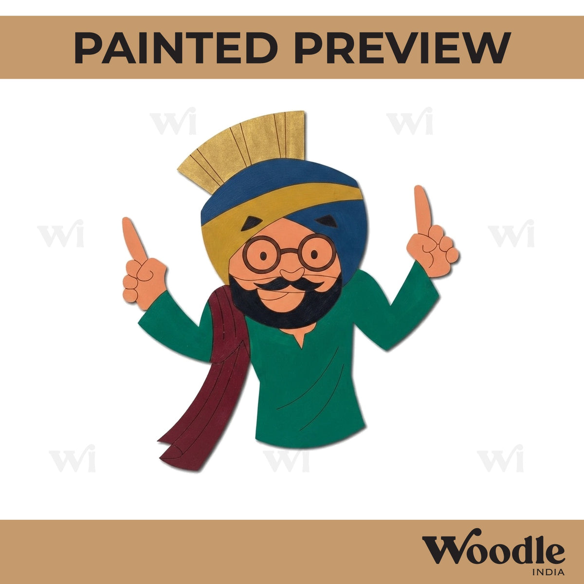 Punjabi Man Dancing Pre Marked MDF Design 2