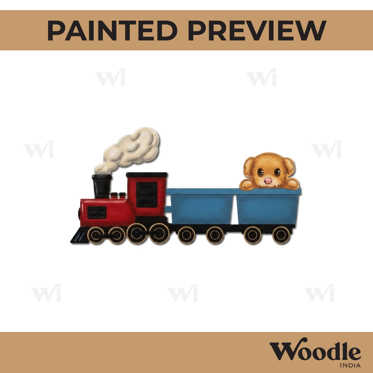 Puppy In Train Pre Marked MDF Design 1