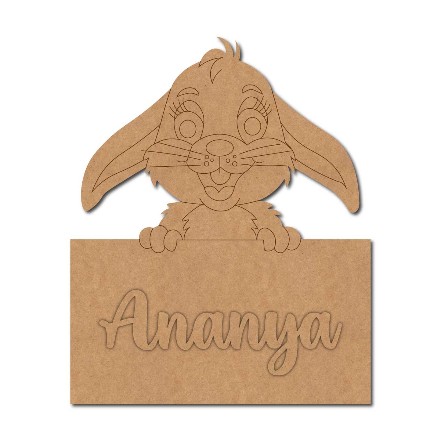 Rabbit Nameplate Pre Marked MDF Design 1