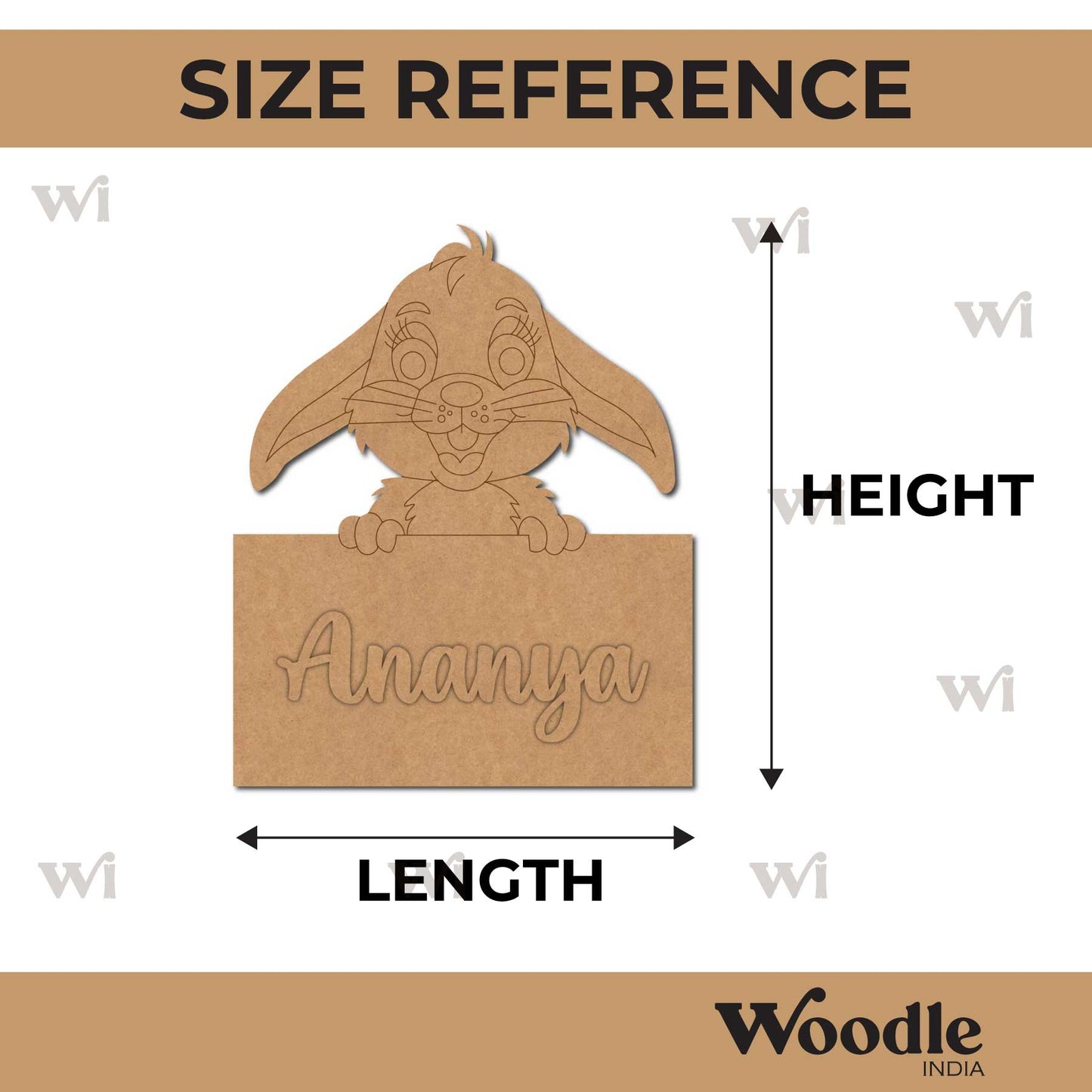 Rabbit Nameplate Pre Marked MDF Design 1