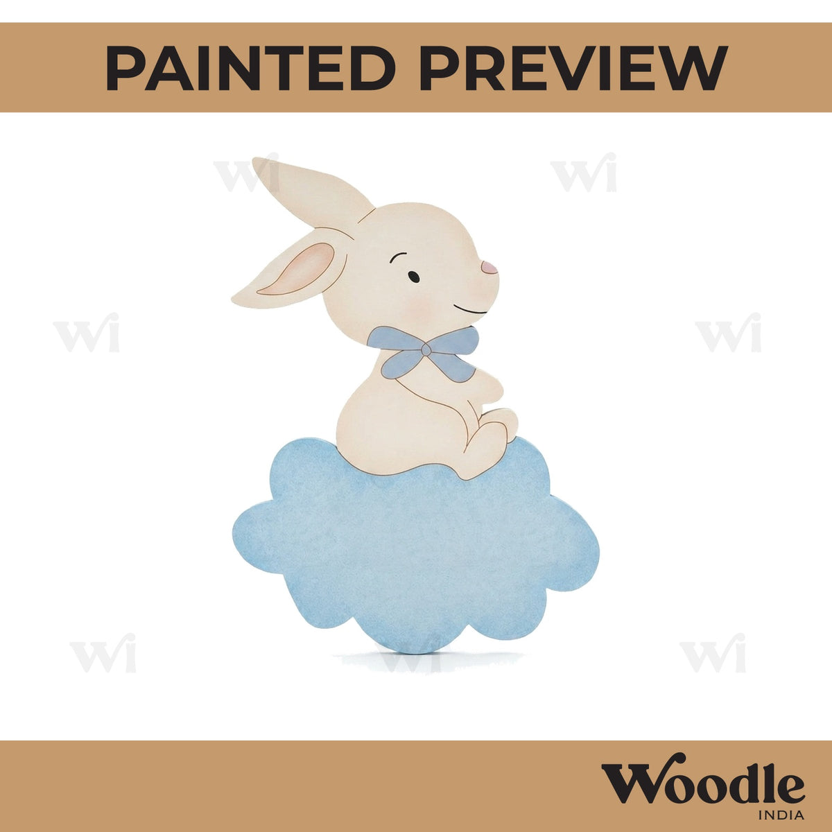 Rabbit On Cloud Pre Marked MDF Design 1