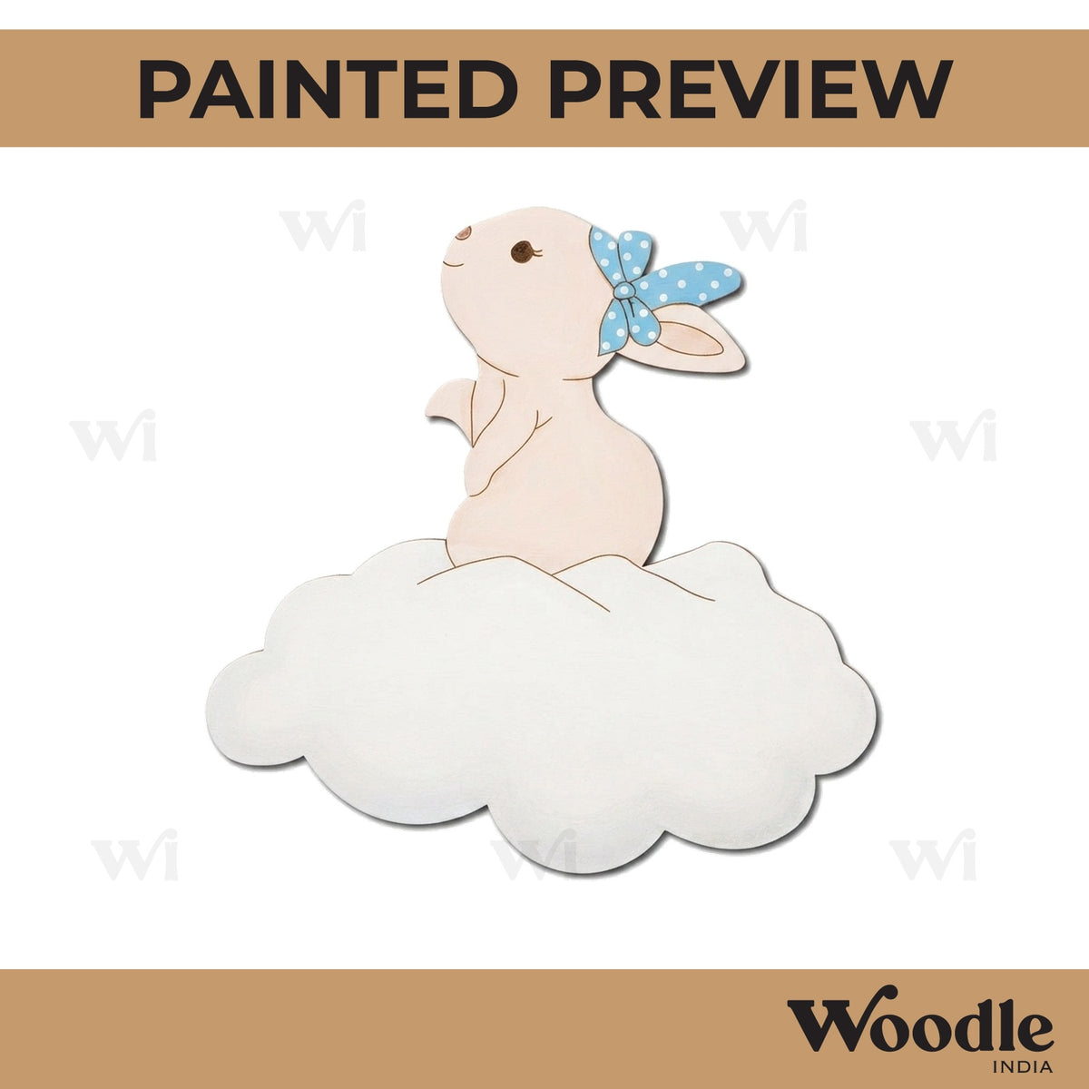 Rabbit On Cloud Pre Marked MDF Design 2