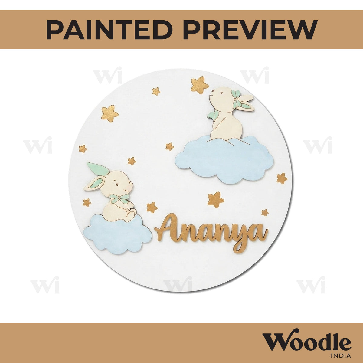 Rabbits Nameplate MDF Design 1
