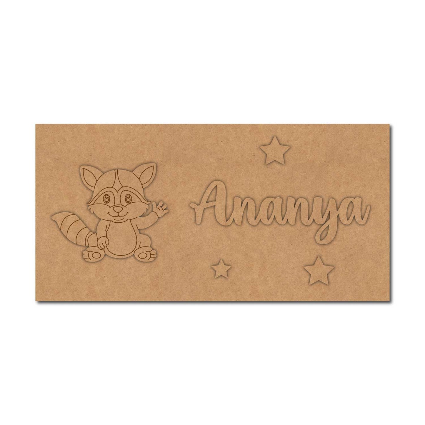 Raccoon Kids Nameplate MDF Design 1