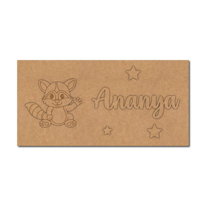 Raccoon Kids Nameplate MDF Design 1