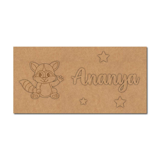 Raccoon Kids Nameplate MDF Design 1