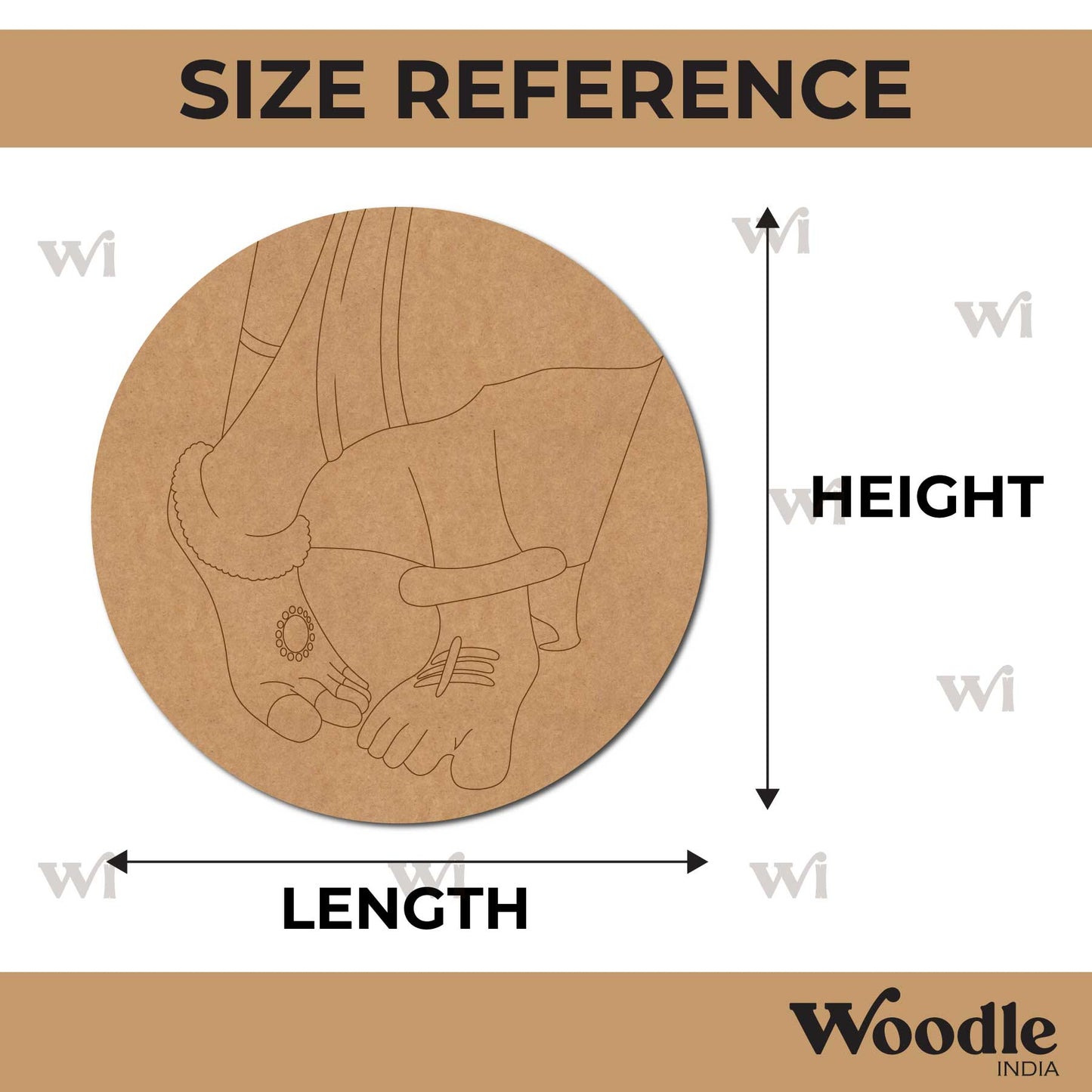 Radha Feet Pre Marked Round MDF Design 1