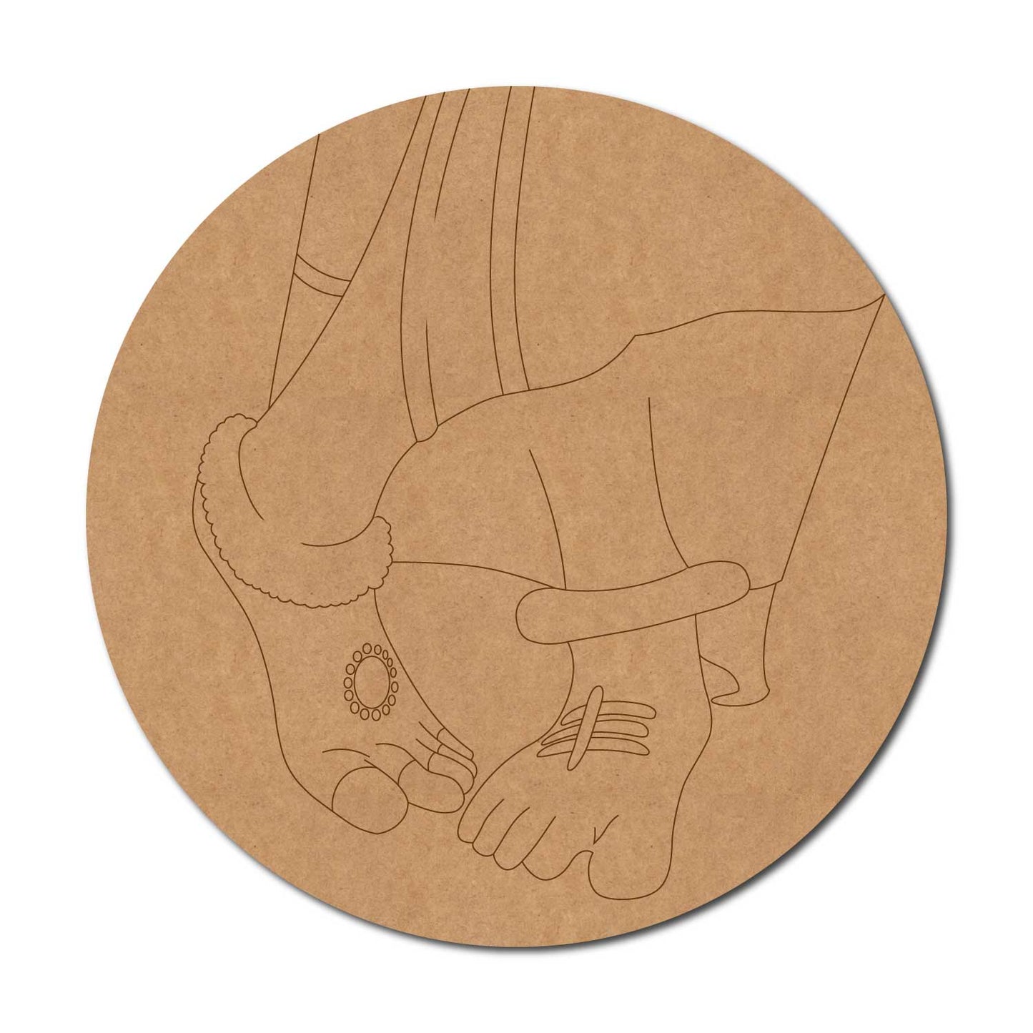 Radha Feet Pre Marked Round MDF Design 1