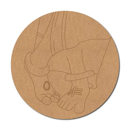 Radha Feet Pre Marked Round MDF Design 1