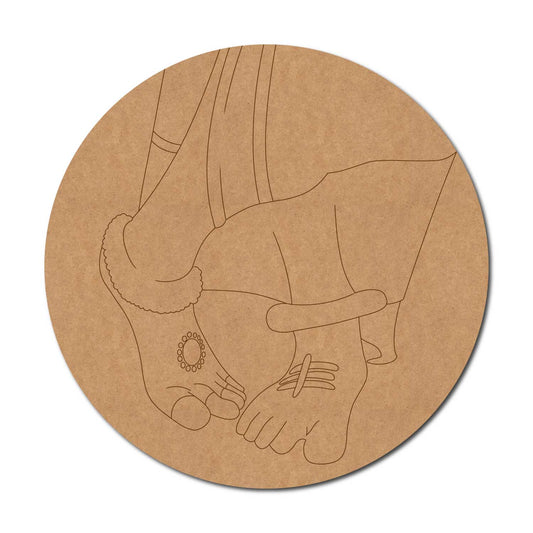 Radha Feet Pre Marked Round MDF Design 1