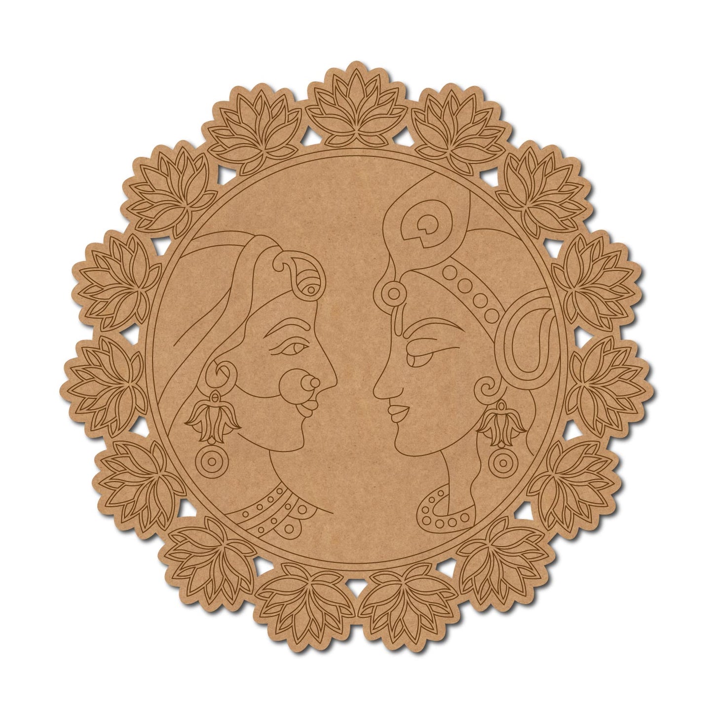 Radha Krishna Lotus Pre Marked Base MDF Design 1