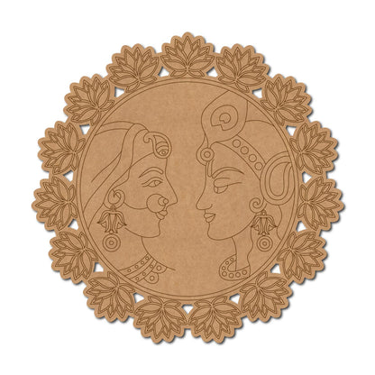 Radha Krishna Lotus Pre Marked Base MDF Design 1
